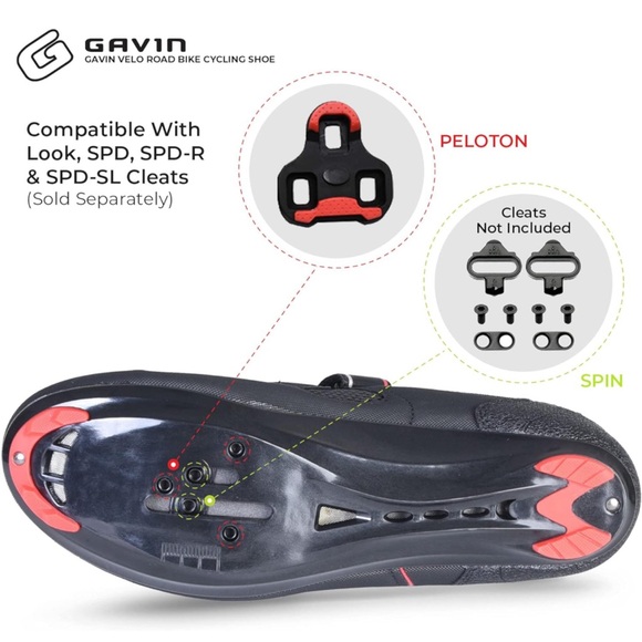 Gavin Velo Road Bike Cycling Shoe Black/Red - Picture 2 of 5